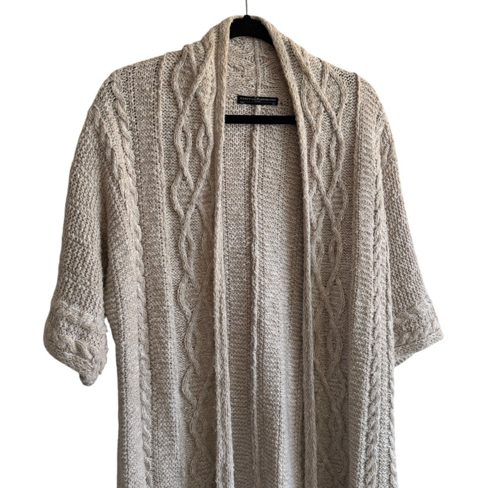 Peruvian Connection Open-Front Elbow Sleeve Pima … - image 2